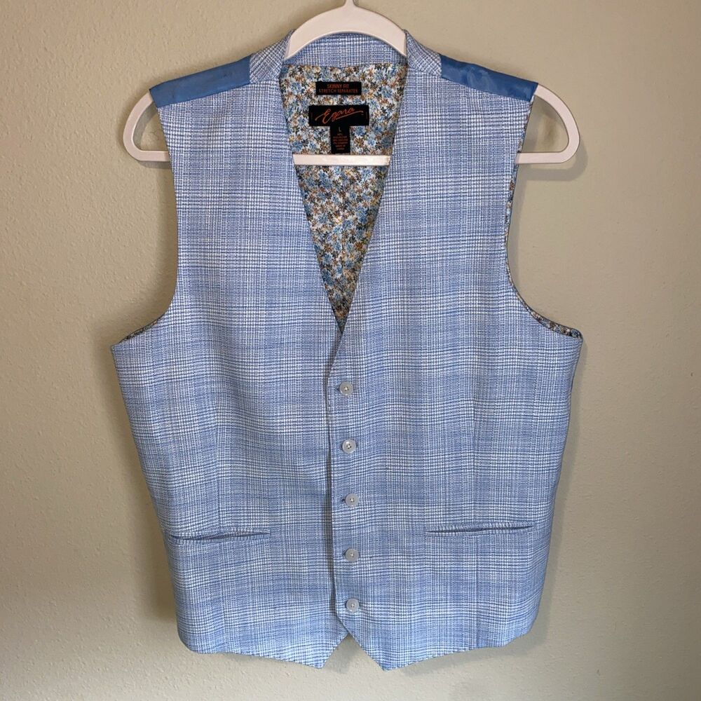 Egara Men’s Button Up Vest Blue